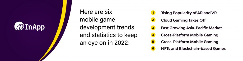 Here are seven mobile game development trends and statistics to keep an eye on in 2022: