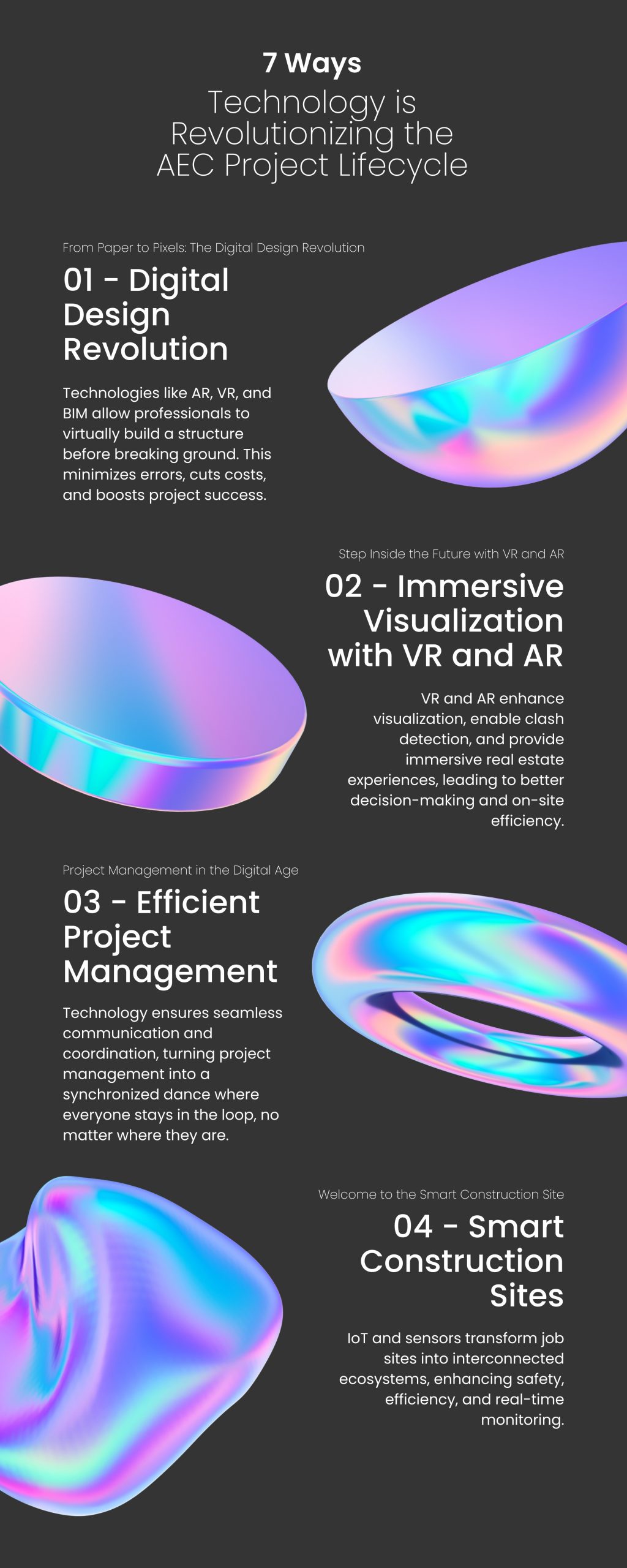 Short Infographics 1 - Embracing the Future: 7 Ways Technology is Redefining the AEC Project Lifecycle